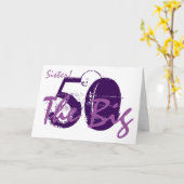 50番目の誕生日は姉妹、紫の文字は白。 カード (黄色い花)