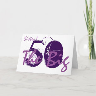 50番目の誕生日は姉妹、紫の文字は白。 カード