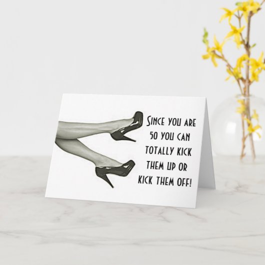 50番目の誕生日を蹴り落とすか、蹴り上げる カード (黄色い花)