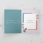 50番目の誕生日を追加する名前フローラ緑 カード (内部)