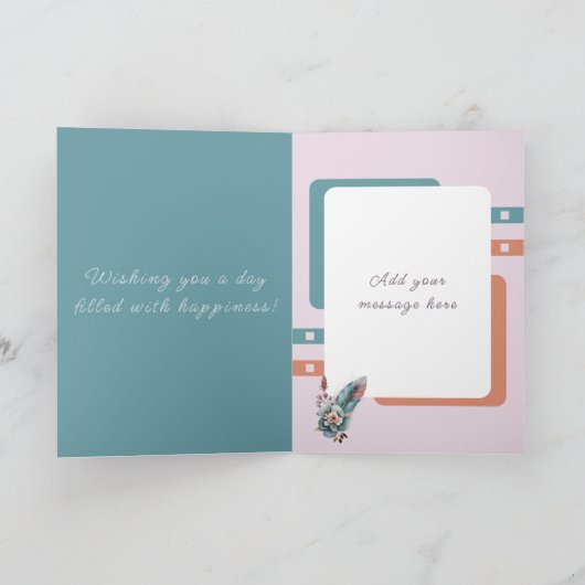 50番目の誕生日を追加する名前フローラ緑 カード (内部)