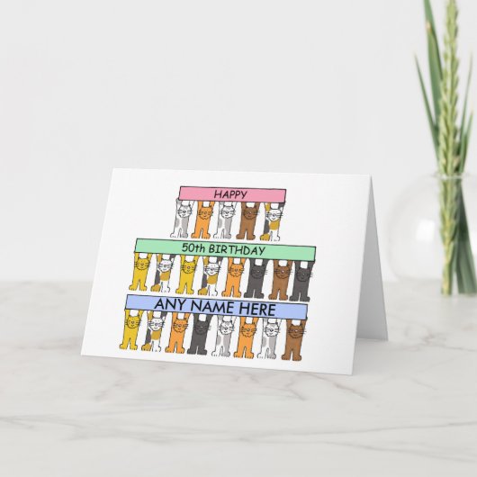 50番目の誕生日カスタマイズに任意の名前を付けます。 カード (正面)