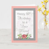 50番目の誕生日カード(フレンド用親愛) カード (黄色い花)
