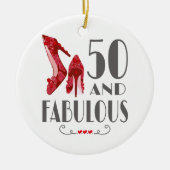 50番目の誕生日ギフトIm 50と素晴らしい贈り物 セラミックオーナメント (正面)