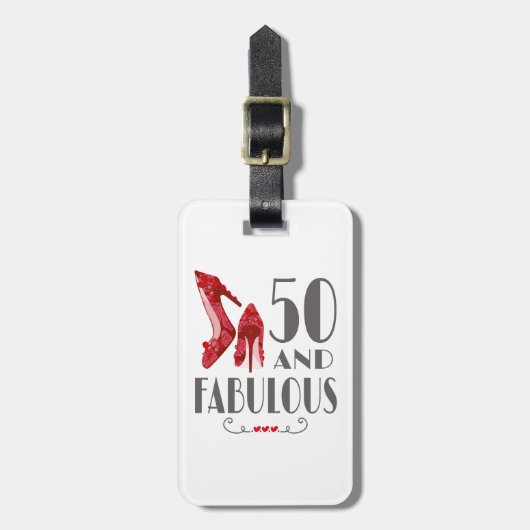 50番目の誕生日ギフトIm 50と素晴らしい贈り物 ラゲッジタグ (正面縦)