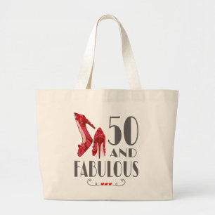 50番目の誕生日ギフトIm 50と素晴らしい贈り物 ラージトートバッグ