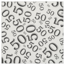50番目の誕生日クール番号パターン黒/白50 ファブリック