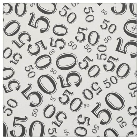 50番目の誕生日クール番号パターン黒/白50 ファブリック (見本)