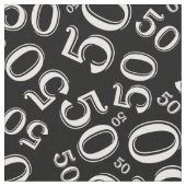 50番目の誕生日クール番号パターン黒/白50 ファブリック (クローズアップ)