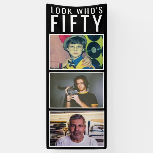 50番目の誕生日フォトバナー 横断幕 (縦)