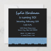 50番目の誕生日ブルーとブラックレースV501 招待状 (裏面)