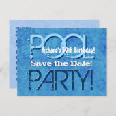 50番目の誕生日プールパーティー保存日付V050 案内ポストカード (正面/裏面)
