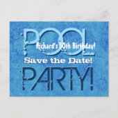 50番目の誕生日プールパーティー保存日付V050 案内ポストカード (正面)
