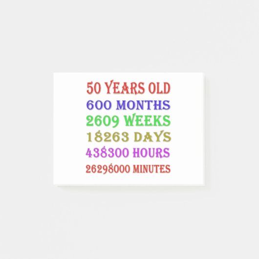 50番目の誕生日マイルストーン ポストイット (正面)