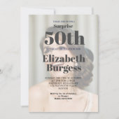 50番目の誕生日モダンフォトサプライズ 招待状 (正面)