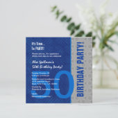 50番目の誕生日モダンブルーアンドシルバーS302 招待状 (スタンド正面)
