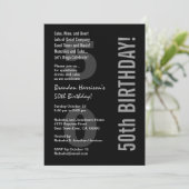 50番目の誕生日モダン白黒シルバーV31 招待状 (スタンド正面)