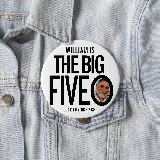 50番目の誕生日モノカスタムの写真の大きな5つの 缶バッジ (インサイチュ)