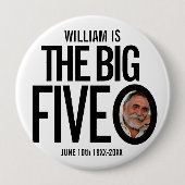 50番目の誕生日モノカスタムの写真の大きな5つの 缶バッジ (正面)