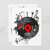 50番目の誕生日レコードミュージカル楽器パーティー 招待状 (正面/裏面)