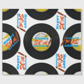 50番目の誕生日レトロビニールレコード45 RPM名WP2 ラッピングペーパー (フラット)