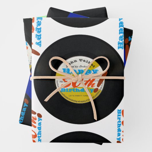 50番目の誕生日レトロビニールレコード45 RPM名WP2S3 ラッピングペーパーシート (インサイチュ)