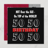 50番目の誕生日レモダンッドシルバーブラックおもしろいY161 招待状 (正面/裏面)