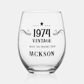 50番目の誕生日ヴィンテージ1974 ステムなしワイングラス (正面)