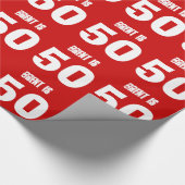 50番目の誕生日名前をカスタムするカカスタムラーレッドホワイト ラッピングペーパー (角)