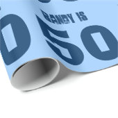 50番目の誕生日名前をカスタムするカスタムカラーブルーHUES ラッピングペーパー (ロールコーナー)