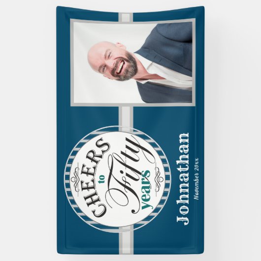 50番目の誕生日応援から50年のバナー 横断幕 (縦)