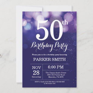 50番目の誕生日招待状ネービーブルー 招待状