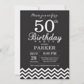 50番目の誕生日招待状（黒と白） 招待状 (正面)
