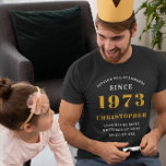 50番目の誕生日生まれ1973名前の追加 Tシャツ<br><div class="desc">特別な人の50歳の誕生日を特別に作るTシャツパーソナライズされた付き。彼らにどれだけ愛し、彼らがこの贈り物でどれほど愛されているかを見ユニークせなさい！当社のカスタムデザインは、彼らのためだけの特別なメッセージを備えており、彼らの特別な日を完璧に思い出させる。50歳の祝誕生日をスタイルで準備するTシャツ。名前と年のTシャツを追加。指定したテンプレートで名前と年を編集する。素敵なカスタム誕生日のTシャツ。店頭の「設定の基準」デザインで、より多くのギフトやパーティーの供給を利用できる。</div>