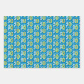 50番目の誕生日番号グリーンブルー ラッピングペーパーシート (正面3)