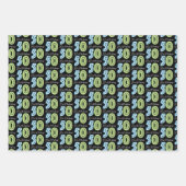 50番目の誕生日番号グリーンブルー ラッピングペーパーシート (正面3)