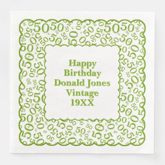50番目の誕生日番号パターンホタテ緑/白 (正面)