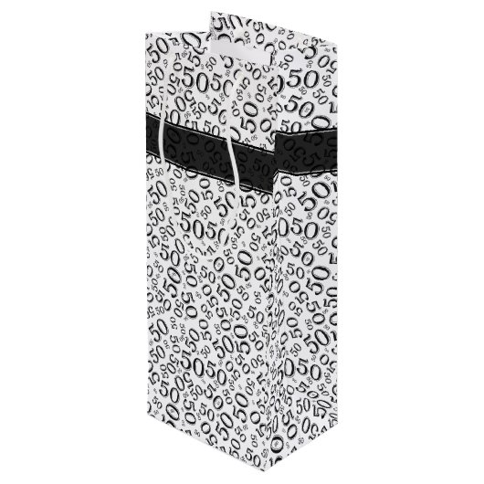 50番目の誕生日番号パターン黒/白 ワインギフトバッグ (裏面アングル)