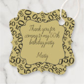 50番目の誕生日番号パターン50金ゴールドと黒 フェイバータグ (裏面)