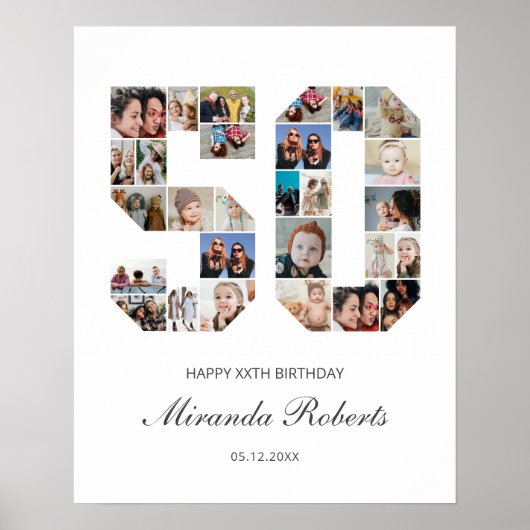 50番目の誕生日番号50カスタムフォトコラージュ ポスター (正面)