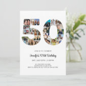 50番目の誕生日番号50カスタムフォトコラージュ 招待状 (スタンド正面)