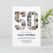 50番目の誕生日番号50カスタムフォトコラージュ 招待状 (スタンド正面)