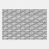 50番目の誕生日白黒ストライプの種類 ラッピングペーパーシート (正面3)