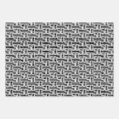 50番目の誕生日白黒ストライプの種類 ラッピングペーパーシート (正面)