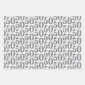 50番目の誕生日白黒タイポグラフィ番号 ラッピングペーパーシート (正面3)