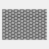 50番目の誕生日白黒タイポグラフィ番号 ラッピングペーパーシート (正面)