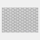 50番目の誕生日白黒タイポグラフィ番号 ラッピングペーパーシート (正面3)