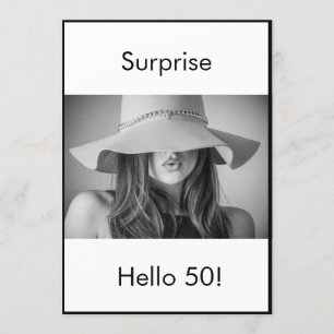 50番目の誕生日白黒フォトサプライエレガントズ 招待状