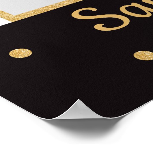 50番目の誕生日金ゴールドと黒いフォトプロップフレーム ポスター (角)