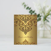 50番目の誕生日金ゴールドの金ゴールドオーバーレイ 招待状 (スタンド正面)